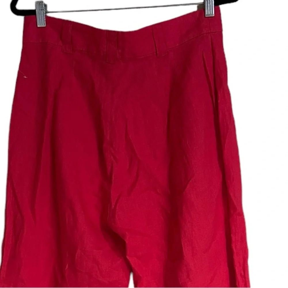 NWT Nicole Miller New York 100% Linen Pant Front Pockets Orange Red